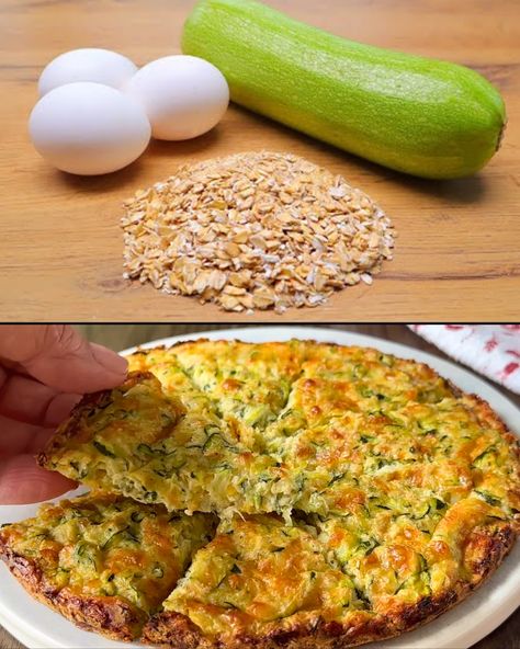 Baked Courgette and Oat Pizza - Greenku Recipes Zucchini Oats, Courgette Recipe, Vegetable Frittata, Baked Oatmeal Cups, A Healthy Breakfast, Baked Cauliflower, Honey Oatmeal, Oatmeal Raisin Cookies, Pizza Bake