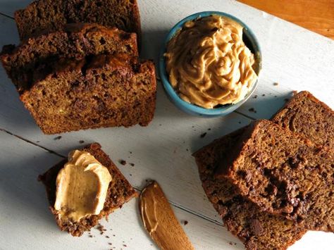 Espresso Banana Bread, Bobby Flay Recipes, Boozy Brunch, Chocolate Chip Banana, Food Network Canada, Cinnamon Butter, Bobby Flay, Chocolate Banana Bread, Chocolate Chip Banana Bread