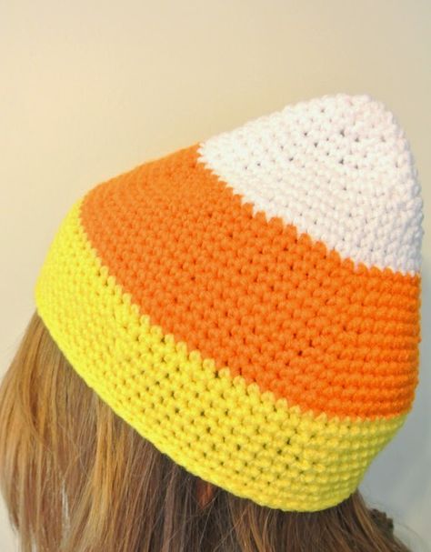 Candy Corn Hat, Crochet Hats Free Pattern Ladies, Crochet Candy Corn, Candy Corn Costume, Crochet Candy, Baby Candy, Hat Crochet Pattern, Halloween Crochet Patterns, Crochet Hat Free