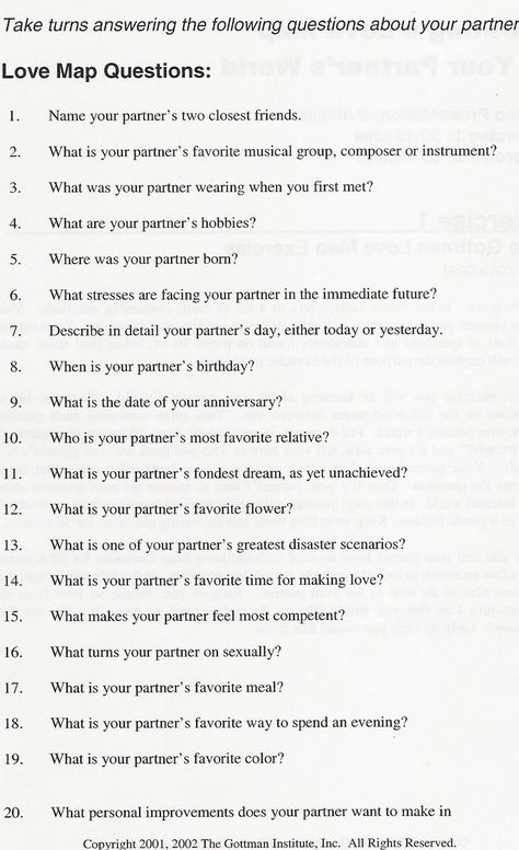 The Gottman Institute в Twitter: „Can you answer these 20 Love Map Questions about your partner? #relationships http://t.co/bhTmFfFXq0“ / Twitter Love Map, Relationship Therapy, Couples Counseling, Getting To Know Someone, Relationship Questions, 20 Questions, Couples Therapy, Marriage Counseling, Marriage Relationship