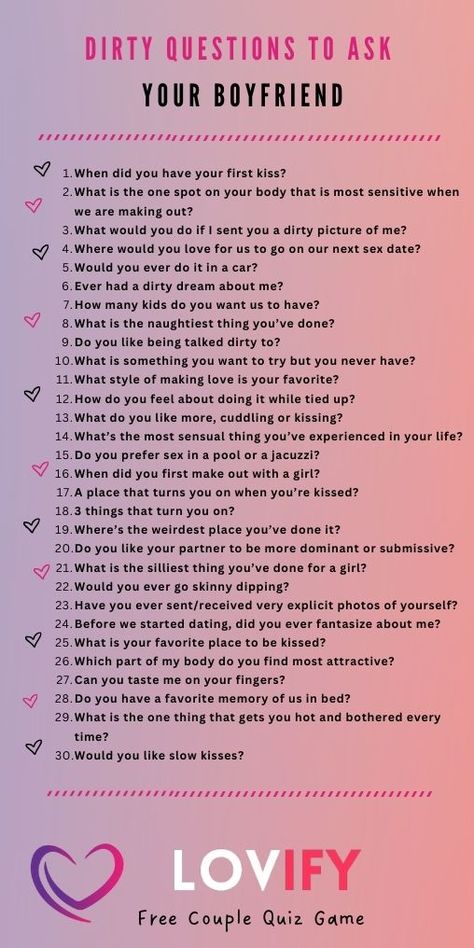 Dirty Questions To Ask Your Boyfriend #DirtyQuestionsToAskYourBoyfriend Games To Play With Boyfriend Over Phone, Dirty Things To Ask Your Boyfriend, Dirty Questions To Ask Your Boyfriend, Texting Games To Play, Things To Ask Your Boyfriend, Silly Questions To Ask, Questions To Ask Couples, Questions To Ask Each Other, Fun Couple Questions