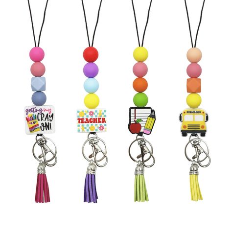 PRICES MAY VARY. Adorable and Unique Designs: Each lanyard features cute silicone beads in vibrant colors and delightful charms such as school buses, apples, pencils, and inspirational messages. These designs are perfect for showcasing your personality and adding a cheerful vibe to your day. Premium Material: These cute teacher lanyards for ID badges are made with washable, durable silicone beads, sturdy cord, leather tassel, strong metal clip, and keyring. The beaded lanyard includes a breakawa Diorama Clay, Lanyards Diy, Teacher Lanyard Beaded, Silicone Bead Lanyard, Lanyard Ideas, Teacher Badge Holder, Teacher Lanyards, Silicone Bead Keychain, Lanyard Teacher