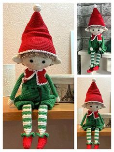 Christmas Amigurumi Free Pattern, Crochet Elf Pattern, Elf Amigurumi, Elf Crochet, Crochet Elf, Christmas Crochet Patterns Free, Christmas Elf Doll, Crochet Xmas, Crochet Dolls Free Patterns