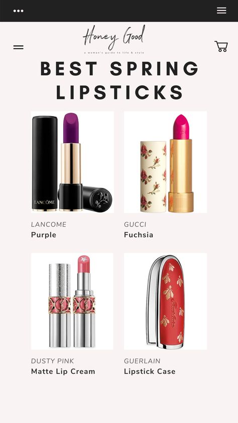 Shop my favorite spring lipstick! Spring Lipstick Colors, Spring Lipstick, Bold Lipstick, Lipstick Color, Lipstick Colors, Round Up, How To Look Classy, A Color, Lipsticks