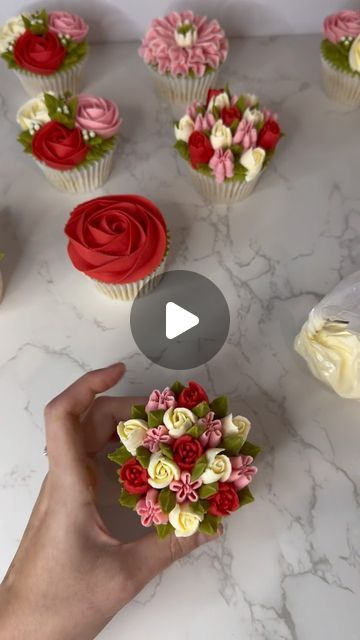 Kate’s Bouqcakes on Instagram: "My top 3 mini Russian piping tips that I could not live without! 😍 . . . . . #buttercreamflowers #buttercreamcupcakes #cupcakes #cupcakedecorating #cupcakesofinstagram #cakedecorating #buttercream #floralcupcakes #cupcakebouquets #bouqcakes #cupcakeart #pipingflowers #handpipedflowers #russianpipingnozzles #russianpipingtips #flowercupcakes #pipingskills #pipingflowers #cakeart #weddingcake #weddingcakes #weddingcupcakes #weddingcentrepieces #cakereels #cupcakereels #cakemakerrct #cakemakerpontypridd #rosecupcakes #redcupcakes" Cupcakes With Roses On Top, Russian Tip Cupcakes Ideas, Rose Cupcakes Ideas, Russian Piping Tips Cupcakes, Russian Tips Piping, Russian Tips Cupcakes, Cupcake Flower Designs, Victorian Cupcakes, Luxury Cupcakes