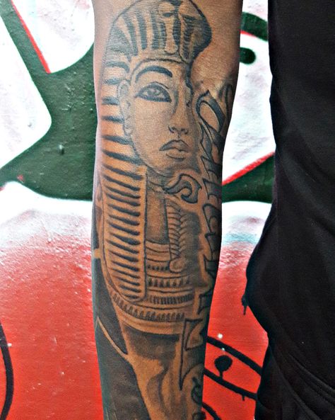 King Tut Tattoo, Black Ink Tattoo, Tattoo Forearm, King Tut, Black Legs, Forearm Tattoos, Flash Tattoo, Ink Tattoo, Polynesian Tattoo