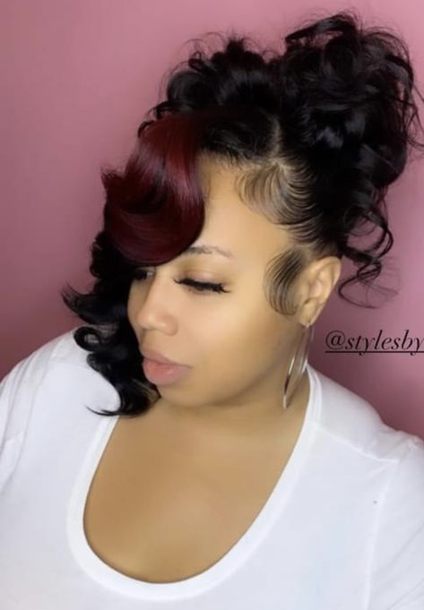 Red Mohawk, Black Women Updo Hairstyles, Beautiful Updos, Black Hair Bun, Sleek Braided Ponytail, Casual Hair, Black Hair Updo Hairstyles, Easy Updo, Sleek Ponytail Hairstyles