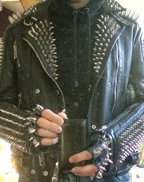 Spiky Leather Jacket, Leather Jacket With Spikes, Spike Leather Jacket, Leather Jacket Spikes, Spiked Outfit, Spikey Jacket, Goth Leather Jacket, Spike Jacket, Spiked Jacket