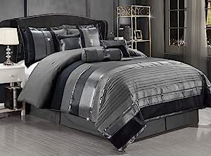 Chenille Comforter, Black White And Grey Bedroom, Masculine Bedding, Bedding Grey, Black And Grey Bedroom, Men's Bedding, Weighted Comforter, Black Comforter, Jacquard Bedding