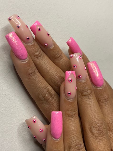 Evil Eye Nails Design Pink, Pink Evil Eye Nails, Stickers Butterflies, Decal Nail Art, Butterfly Decals, Pink Evil Eye, Evil Eye Nails, Eye Nails, Dope Nail Designs