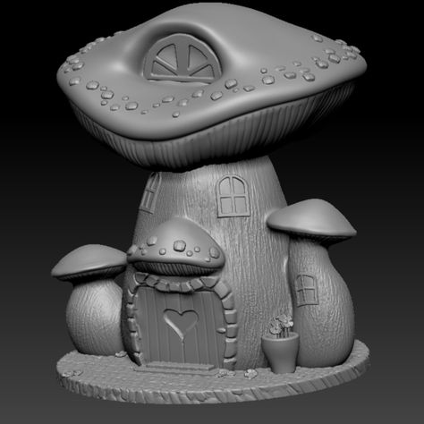 3d Printed Mushroom, Printer Design, Resin Printing, 3d Printer Designs, Mushroom Fairy, 3d Landscape, Mushroom House, 3d Printable, Art Model