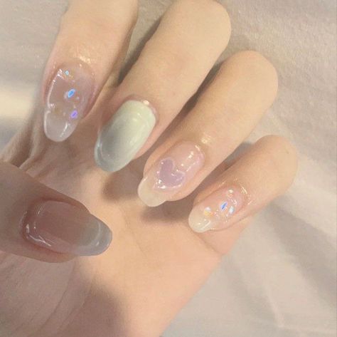 Nail Art Korean, Nail Items, Korean Manicure, Hello Nails, Asian Nails, Beauty Nails Design, Blush Nails, Pretty Gel Nails, Really Cute Nails