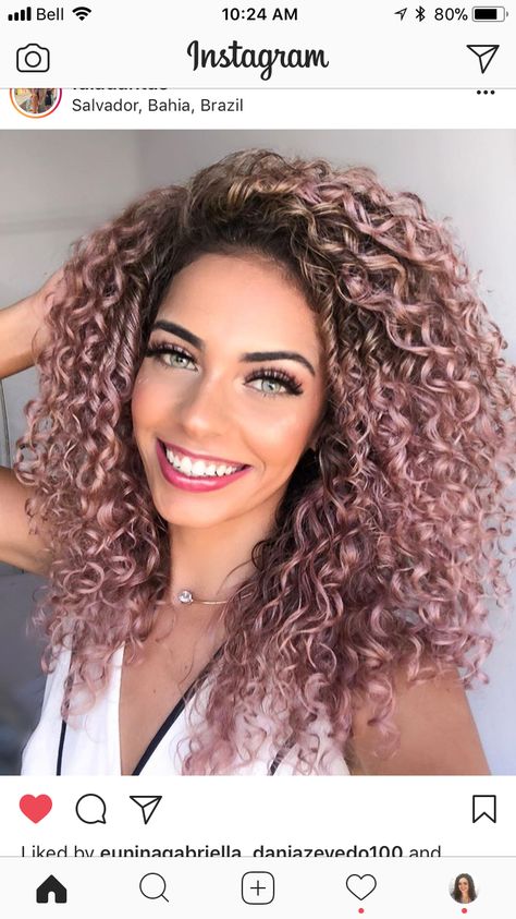 Ombre Curly Hair, Highlights Curly Hair, Hair Coils, Black Curly Hair, Curly Hair Inspiration, Rose Pastel, Rosa Pink, Hair Inspiration Color, Curly Hair Tips