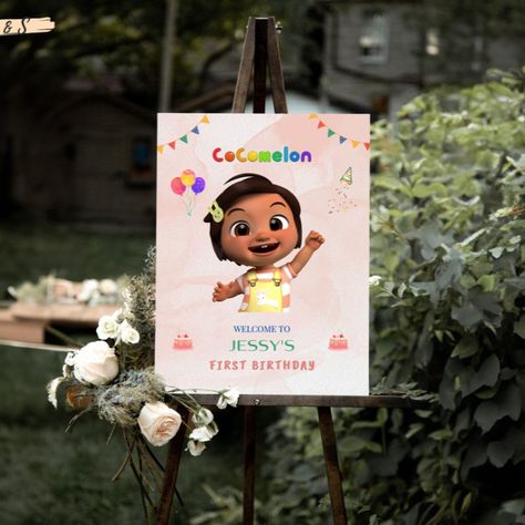 Cocomelon Nina Welcome Sign Editable Template Kids Birthday Canva 2023 Download Latest Digital Printable 16x20 18x24 20x30 24x36 If link is not working message here or email me uniqueandsplendid@gmail.com Cocomelon Welcome Sign, Cocomelon Theme, Welcome Baby Cards, When You Are Happy, Organizing Time, Birthday Invitations Kids, Brand Board, Birthday Sign, Flat Belly