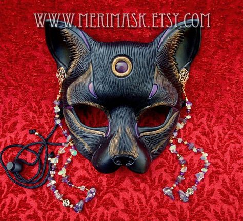 Amethyst Moonstone Cat #1 by merimask on deviantART Cat Masquerade Mask, Fairy Cat, Kitsune Mask, Fox Mask, Hand Made Leather, Leather Mask, Cool Masks, Cat Mask, Animal Masks