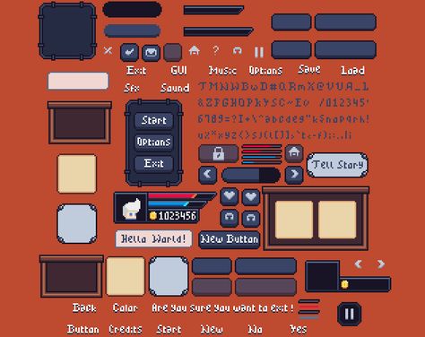 Gui Game Design, Pixel Art Website Design, Pixel Art Inventory, Game Gui Design, Pixel Art Ui Design, Pixel Art Card Game, Pixel Art Guide, Pixel Art Game Design, Bit Art Pixel