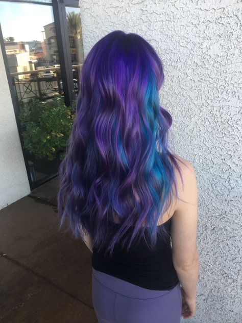 Turquoise And Purple Hair, Brunette Hair Cuts, Hair Stripes, 2024 Hair Color, Turquoise Hair, Turquoise And Purple, Purple Teal, Color Inspo, Hair Inspo Color