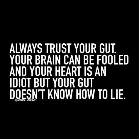 My gut lies to me all the time, that's why my clothes don't fit! Familia Quotes, Trust Your Gut, White Photo, Quotable Quotes, True Words, Meaningful Quotes, The Words, Great Quotes, Wisdom Quotes