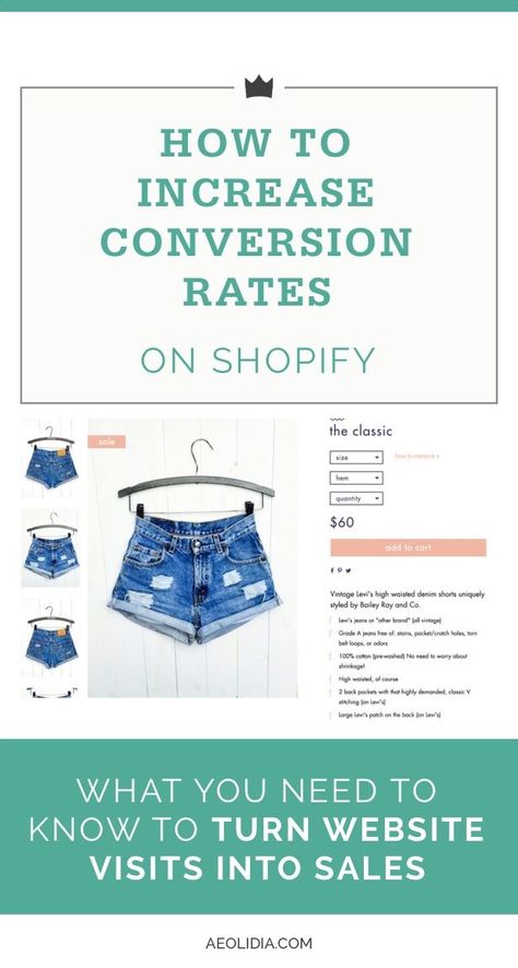 Want to turn website visits into sales? You MUST know how to increase conversion rates for your ecommerce shop. Here’s how to optimize your Shopify store for more sales. eCommerce tips and best practices Shopify Conversion, Shopify Tips, Ecommerce Tips, Shopify Business, Conversion Rate Optimization, Ecommerce Shop, Etsy Seo, Ecommerce Marketing, Drop Shipping Business