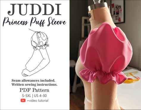 Puffy Sleeves Pattern, Puffy Sleeve Pattern, Puff Sleeve Pattern, Sewing Templates, Cute Sewing Projects, Sewing Projects Clothes, Princess Sleeves, Short Puff Sleeve, Sewing Design