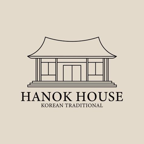 Hanok House Korean Traditional, Hanok Interior, Ip Logo, Hanok House, Korean Architecture, Korea Aesthetic, Logo Illustration Design, Architecture Logo, Typo Logo