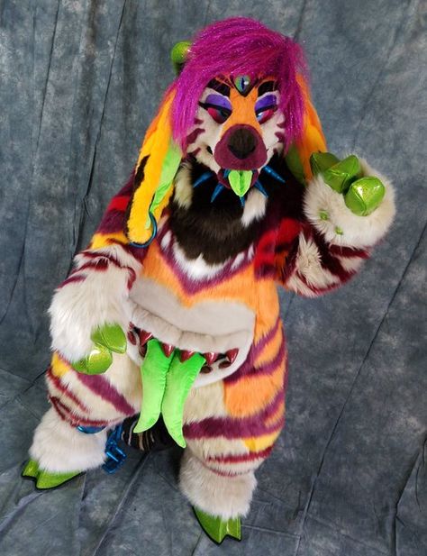 Dog Fursuit, Cabbage Dog Fursuit, Fursuit Mohawk, Sparkledog Fursuit, Colorful Fursuits, Skull Dog Fursuit, Dog Fursuit Head, Cringe Culture, Fur Suit