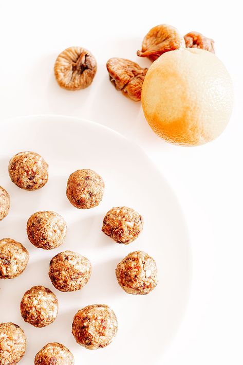 Fig, Vanilla & Orange Energy Balls Fig Energy Balls, Fig Newton Bars, Healthy Lunch And Dinner Ideas, Orange Energy, Nutritional Therapy Practitioner, Fig Newtons, Dessert Alternatives, Protein Yogurt, Lunch And Dinner Ideas