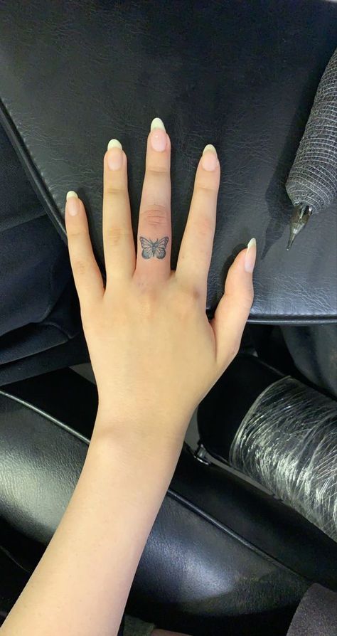 Butterfly Tattoo On Finger For Women, Finger Butterfly Tattoo, Butterfly Tattoo On Finger, Butterfly Tattoo Finger, Cover Up Finger Tattoos, Butterfly Finger Tattoo, Finger Butterfly, Middle Finger Tattoo, Small Butterfly Tattoos