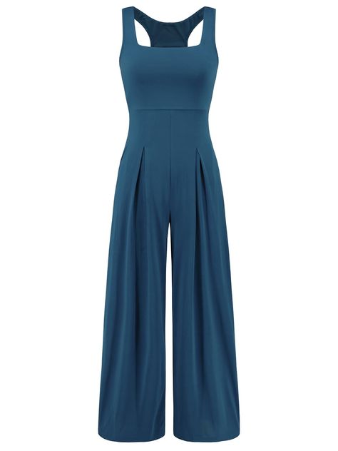 PRICES MAY VARY. [Fabric]: Summer sleeveless jumpsuits adop super stretchy and skin-friendly fabric, comfortable and lightweight, breathable and not see through, casual one piece jumpsuit is suitable for most bodies [Features]: Long pants rompers for women fashion, sleeveless one piece outfits, square neck jumpsuits, business jumpsuit for women, elastic high waist jumpers, solid color wide leg jumpsuits, loose one piece jumpsuit, elastic shoulder strap is fit for most people, unique waist side r Business Jumpsuit, Turquoise Jumpsuit, Casual One Piece, Jumpsuits Casual, Romper Long Pants, One Piece Jumper, Jumpsuit Outfits, Knit Jumpsuit, Stylish Clothes