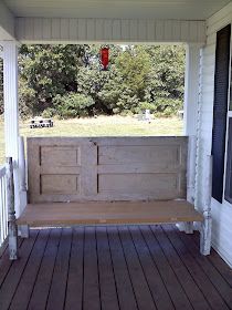 Diy Daybed, Backyard Swings, Porch Posts, Backyard Spaces, House Decorating, Old Door, Old Doors, Green Space, Porch Swing