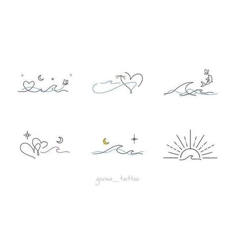 Small Holiday Tattoos For Women, Wave And Butterfly Tattoo, Heart And Sea Tattoo, Butterfly Beach Tattoo, Butterfly Wave Tattoo, Wave Sea Tattoo, Mini Tattoos Beach Theme, Starfish Fine Line Tattoo, Sky And Sea Tattoo