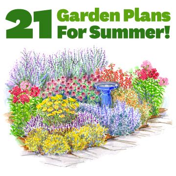 Use these plans to add color to your yard all summer long. Small Garden Plans, Perennial Garden Plans, Flower Garden Plans, Annual Garden, Garden Plan, Sun Garden, Sloped Garden, Corner Garden, Lavender Garden