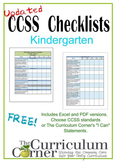 Updated Kindergarten Checklists - CCSS AND I Cans Standards Bulletin Board, Kindergarten Checklist, Core Knowledge, Common Core Kindergarten, Elementary Lesson Plans, I Can Statements, 6th Grade Ela, Common Core State Standards, 5th Grade Math