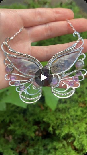 11K views · 1.7K reactions | These purple plume agate stones were the inspiration behind the name for the upcoming Dark Fae collection. The thought of fierce purple wings embodied exactly what I wanted to bring to this design. 🪽 
.
I spent so many hours on these fairy wings and my heart could not be happier with how she turned out. It’s even more special that she was finished during the harvest moon & partial lunar eclipse! ✨
.
It’s going to be so hard letting this one go, but she will be available this Friday, September 20th @ 5 pm est. 💜 I was thinking of making a mini skull with wings and phantom Quartz crystal with wings next 🤔 Would you like to see more winged jewelry ? 
.
.
#fae #plumeagate #agatejewelry #purpleagate #crystalwing #fairywings #darkfantasy #darkfae #amethystjewelry Skull With Wings, Dark Fae, Purple Wings, Plume Agate, Purple Agate, Phantom Quartz, Lunar Eclipse, The Harvest, Harvest Moon