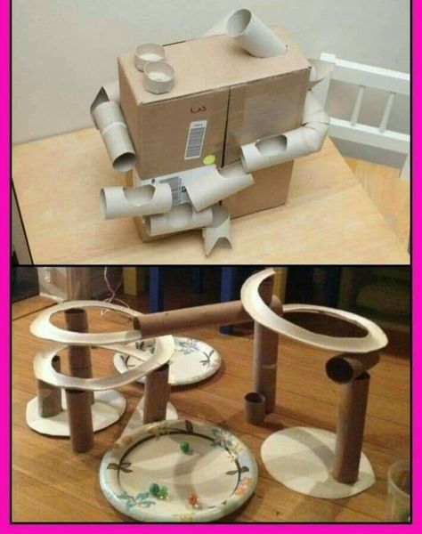 Cardboard Marble Run, Marble Run Ideas, Marble Runs, Cardboard Toys, Diy Marble, Marble Run, Recycled Cardboard, Paper Roll Crafts, Cardboard Crafts