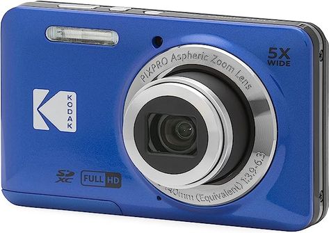 Amazon.com : KODAK PIXPRO FZ55-BL 16MP Digital Camera 5X Optical Zoom 28mm Wide Angle 1080P Full HD Video 2.7" LCD Vlogging Camera (Blue) : Electronics Kodak Digital Camera, Panning Shot, Kodak Pixpro, Compact Digital Camera, Optical Image, Vlogging Camera, Camera Digital, Sensors Technology, Point And Shoot Camera