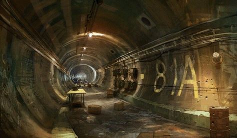 Environment Background, Metro 2033, Post Apocalyptic Art, Post Apo, Apocalypse Art, Underground Bunker, Sci Fi Environment, Underground Tunnels, Post Apocalypse