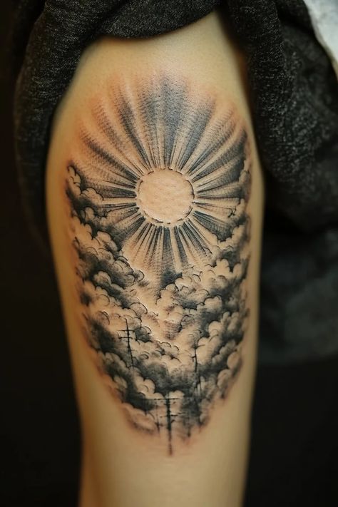 Cloud Tattoo Ideas Sun And Clouds Tattoo, Cloud Tattoo Ideas, Cloud Tattoos, Clouds Tattoo, Cloud Tattoo, Sun And Clouds, Nature Tattoos, Tattoo Designs, Tattoo Ideas