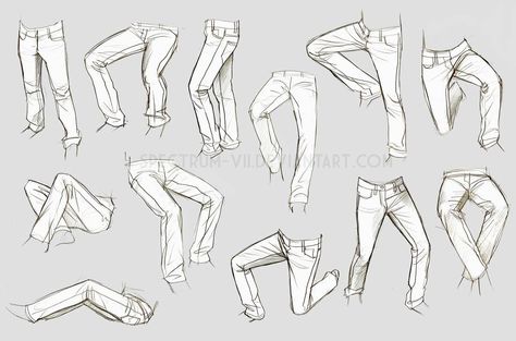 Life study: Jeans by https://www.deviantart.com/spectrum-vii on @DeviantArt Jeans Drawing, Pants Drawing, Sketches Tutorial, 인물 드로잉, Poses References, Figure Drawing Reference, Drawing Clothes, Drawing Poses, Drawing Reference Poses