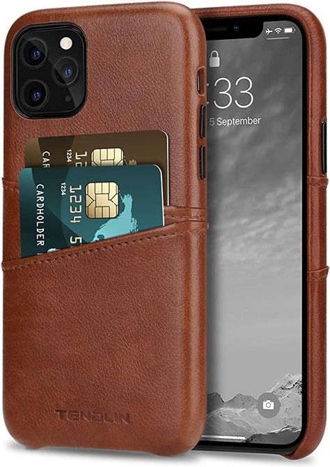 Amazon.com: TENDLIN Compatible with iPhone 11 Pro Case Wallet Design Premium Leather Case with 2 Card Holder Slots (Brown): Electronics Camera Cutout, Lip Lift, Iphone Protector, Wallet Design, Marble Iphone Case, 11 Pro Case, Iphone 11 Pro Case, Leather Wallet Case, Case Design