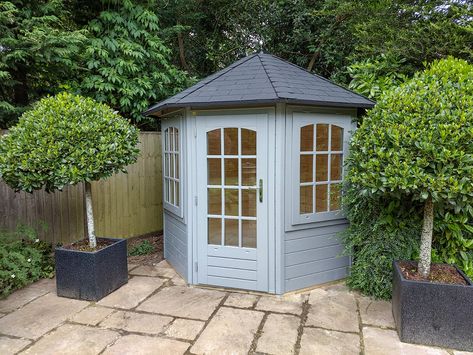 small summerhouse octagonal Octagonal Summer House, Garden Summer House, Cedar Shingle Roof, Summer House Garden, Wooden Gazebo, Cedar Shingles, Garden Oasis, Garden Living, Garden Buildings