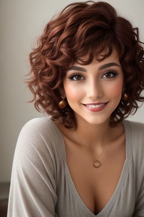 Rambut Brunette, Curly Hair Photos, Short Curly Haircuts, Short Wavy Hair, Haircuts For Medium Hair, Penteado Cabelo Curto, Short Hair Haircuts, Curly Hair Cuts, Short Curly Hair