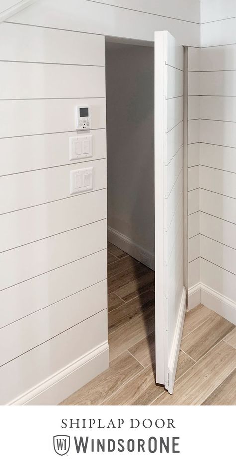 A great idea to use that storage area under the stairs Add Door To Bottom Of Stairs, Dutch Door For Basement Stairs, Shiplap Wall With Hidden Door, Secret Door Under Stairs, Ship Lap Hidden Door, Hidden Door Shiplap Wall, Secret Door Under Staircase, Small Door Under Stairs, Hidden Under Stairs Door