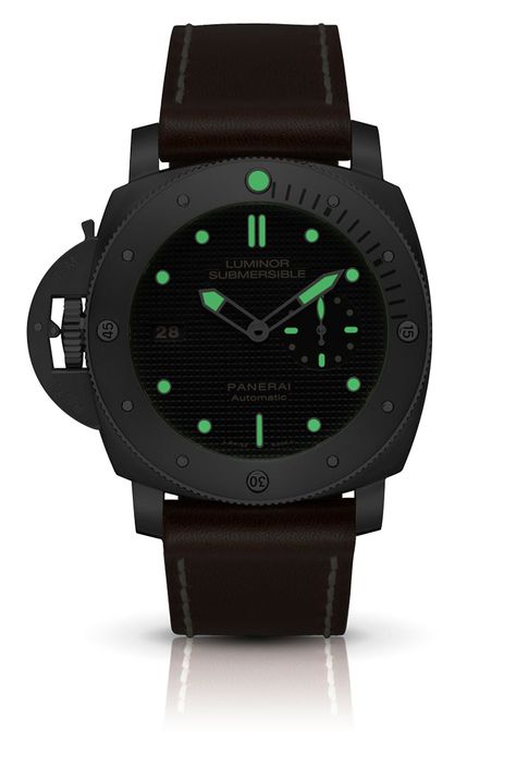 Panerai Submersible 1950 Left-Handed Night View Panerai Submersible, Panerai Luminor Submersible, Panerai Watches, Time Keeper, Panerai Luminor, Gents Watches, Mechanical Watch, Left Handed, Samsung Gear Watch