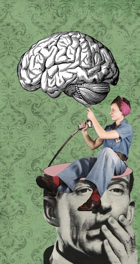 Psychology Wallpaper, Psychology Posters, Gradient Image, Art Psychology, Avengers Cartoon, Brain Art, Mixed Media Illustration, Collage Art Projects, Collage Poster