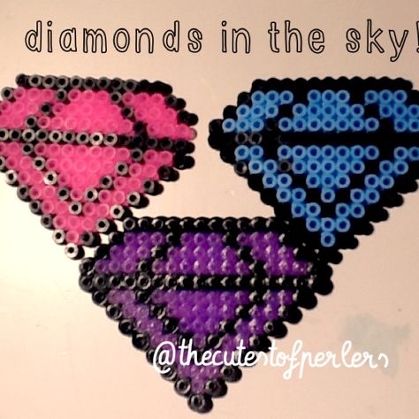 Perler bead diamonds Perler Beads Pattern, Easy Perler Beads, Kandi Perler, Diamonds In The Sky, Easy Perler Beads Ideas, Kandi Ideas, Perler Beads Ideas, Perler Ideas, Kandi Patterns