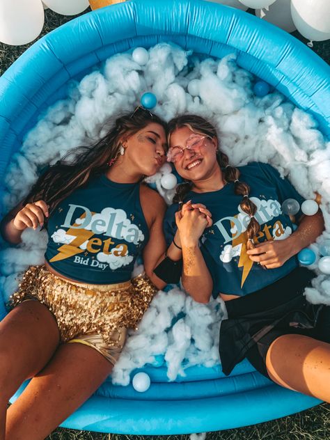 Thunderstorm Bid Day Theme, Storm Bid Day Theme, Strikes Again Bid Day, Storm Bid Day, Tri Delta Recruitment, Big Little Reveal Themes, Sorority Aesthetic, Sorority Recruitment Themes, Aoii Sorority