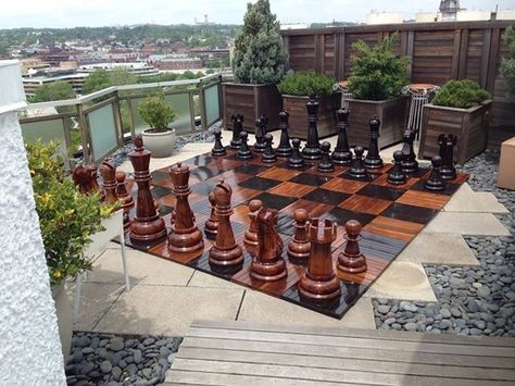 MegaChess Teak Chess Set with a 36" King Lawn Chess, Outdoor Chess Board, Large Outdoor Games, Giant Chess Board, Giant Chess Pieces, Garden Chess, Outdoor Chess, Chess Ideas, Battle Chess