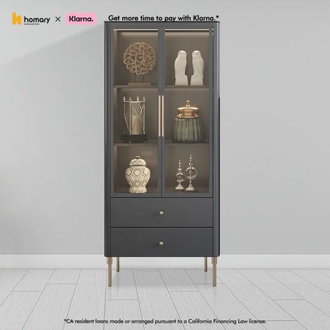 Double Display Cabinet, Gold Display Cabinet, Black Cabinet With Glass Doors, Display Cabinet Design Modern, Glass Cabinets Display Living Room, Modern Display Cabinet, Living Room Display Cabinet, Black Display Cabinet, Glass Door Cabinet