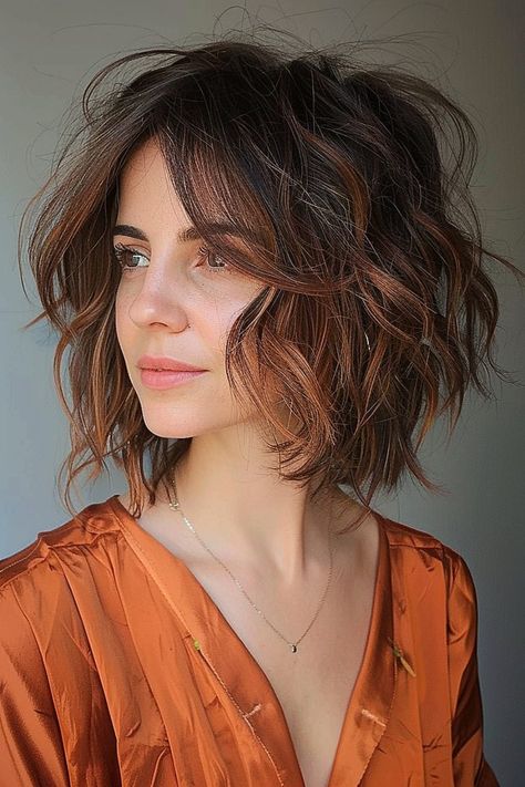 The Best Shaggy Bob Haircuts of 2024 Shaggy Neck Length Hair, Fine Wavy Bob, Shaggy Bob Curly Hair, Grunge Bob Haircut, Medium Shaggy Bob, Bob 2024, Undone Waves, Mum Hair, Neck Length Hair